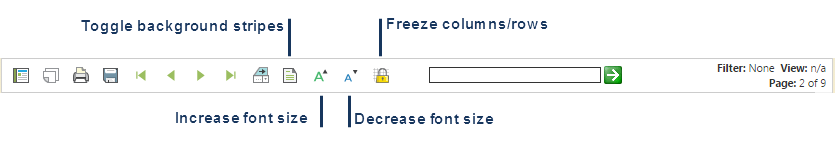 Screenshot focusing on the report display options of the PageMart Viewer toolbar